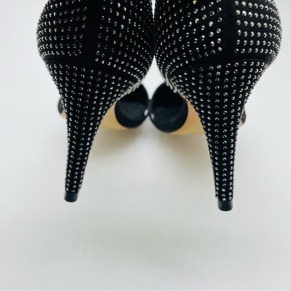 Zara Black Velvet Studded Cutout Heels, Sz EU 39 - Picture 10 of 12